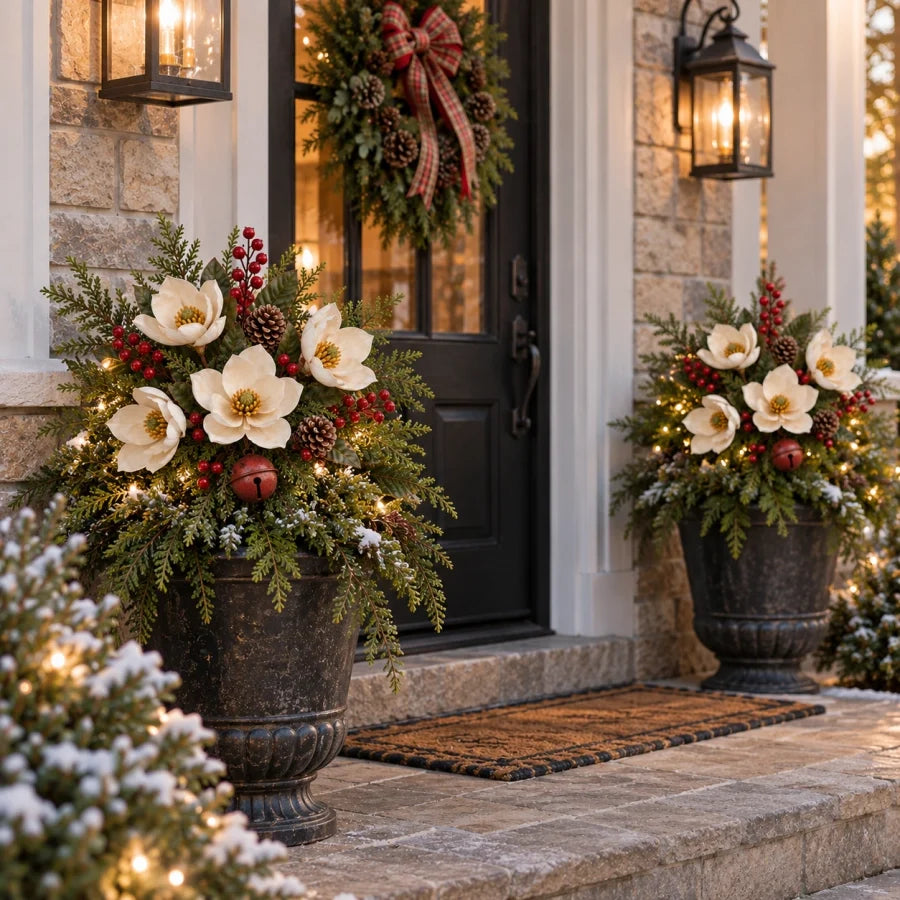 Vintage Magnolia Christmas Planter Pick