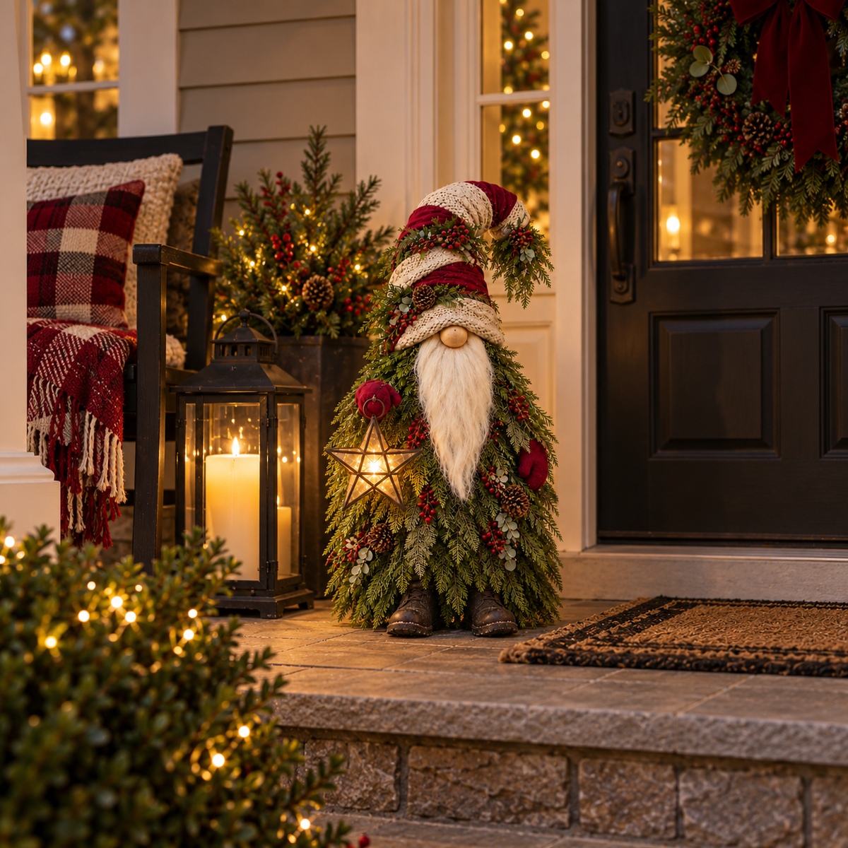 🎄 Evergreen Star Gnome™ Lighted Christmas Woodland Decor