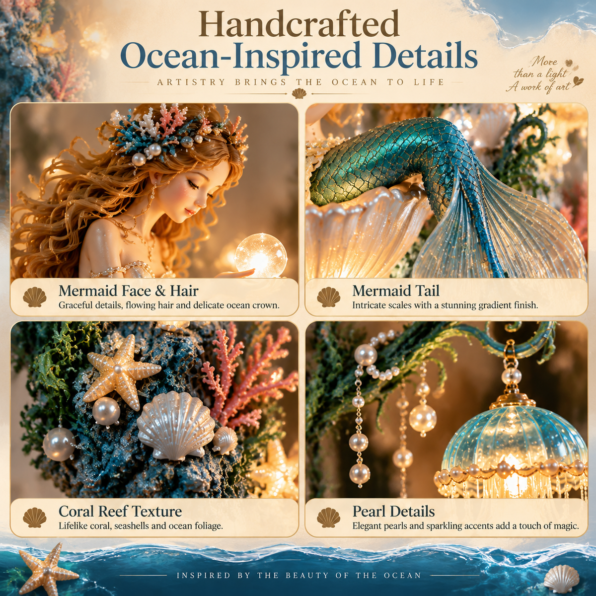 ⏰Limited Stock 50% OFF - 🧜‍♀️✨ Mermaid Pearl Wall Light 🐚🌊