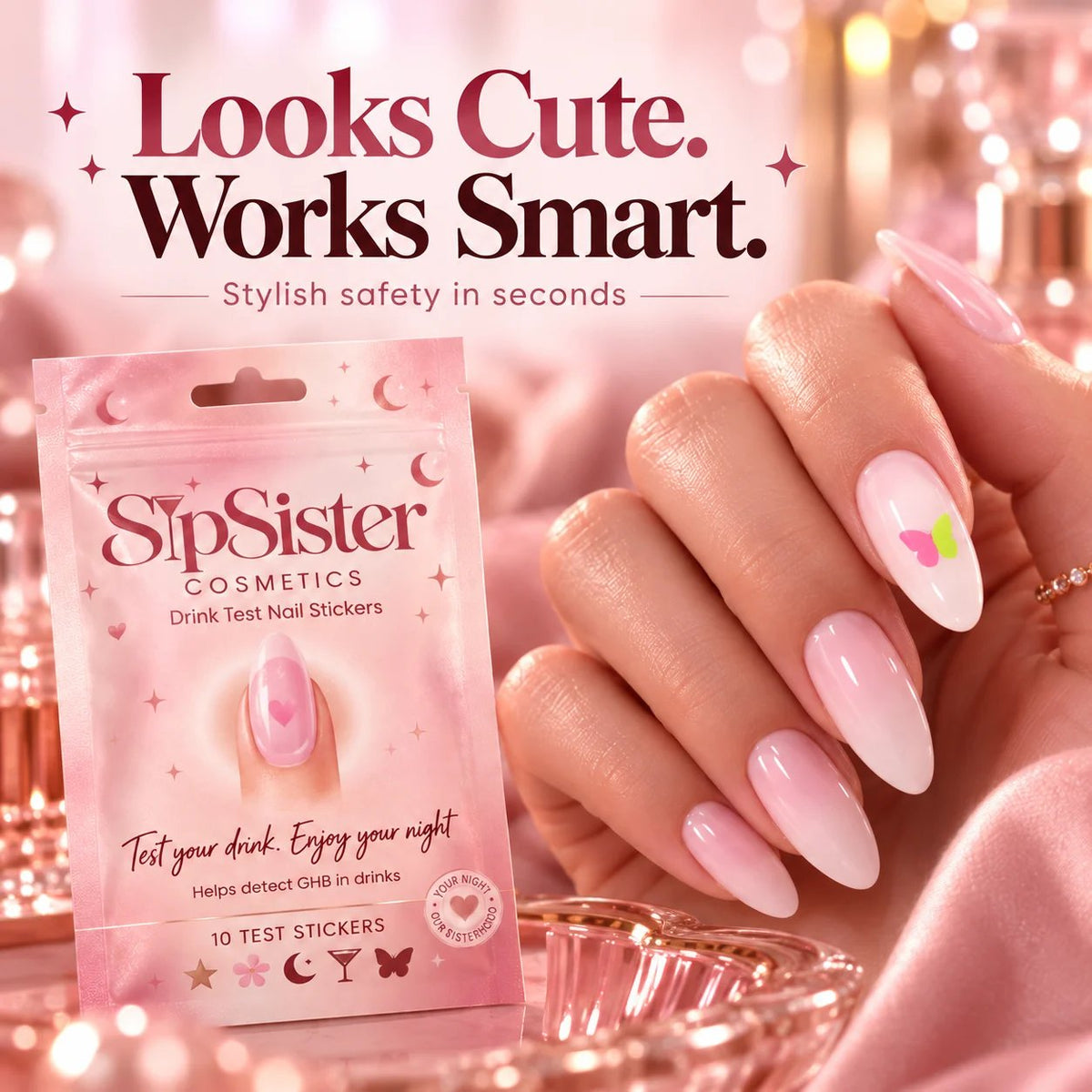 🦋 Butterfly Drink Test Nail Stickers ✨ Discreet GHB Screening Nail Art