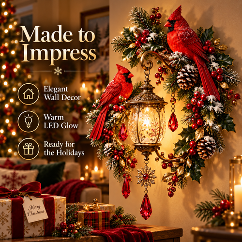 🔥70% OFF TODAY🔥Cardinal Christmas Lantern Glow™ – Lighted Holiday Wall Decor
