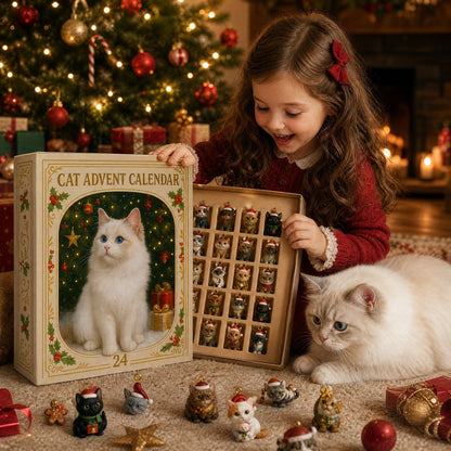 🐱Cat Advent Calendar Gift for Adults Friends Cat Owners and Lovers Christmas Holiday Countdown Gift 24 Designs Cats Charm Christmas Tree Ornament