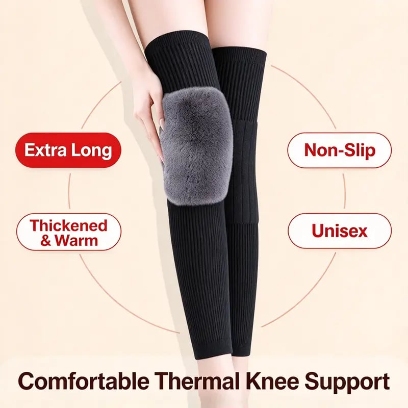 🔥 Extra Long Fleece Lined Knee Warmers for Men and Women