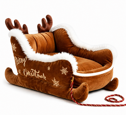 🎄 Cozy Christmas Sleigh Pet Bed™ – Festive Holiday Comfort Bed for Dogs & Cats