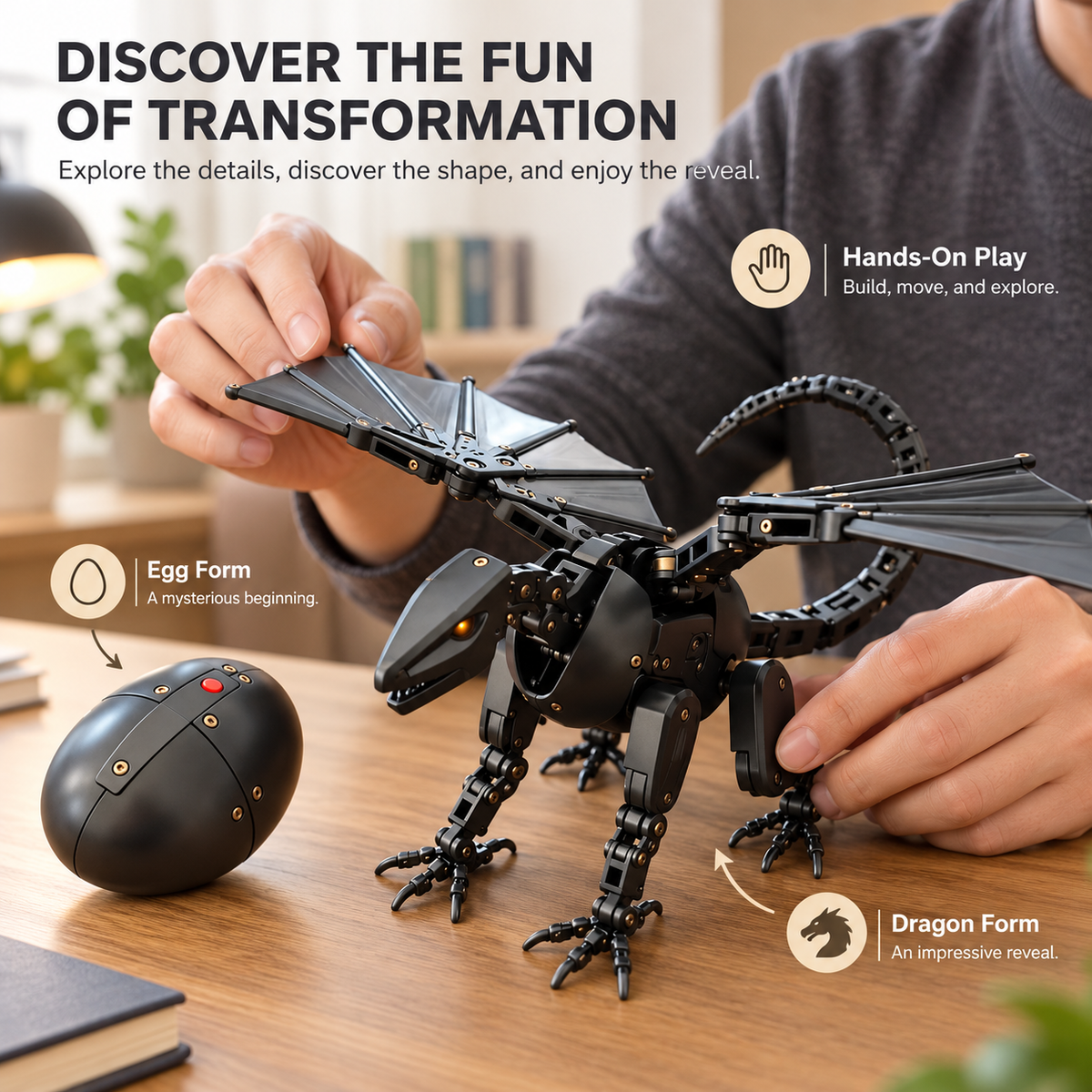 🥚🐉DragonMorph – Egg to Dragon Transforming Mechanical Toy