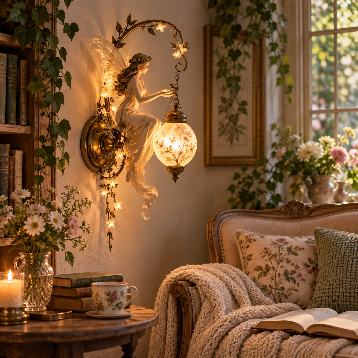 Fairy wall lamp in cozy room