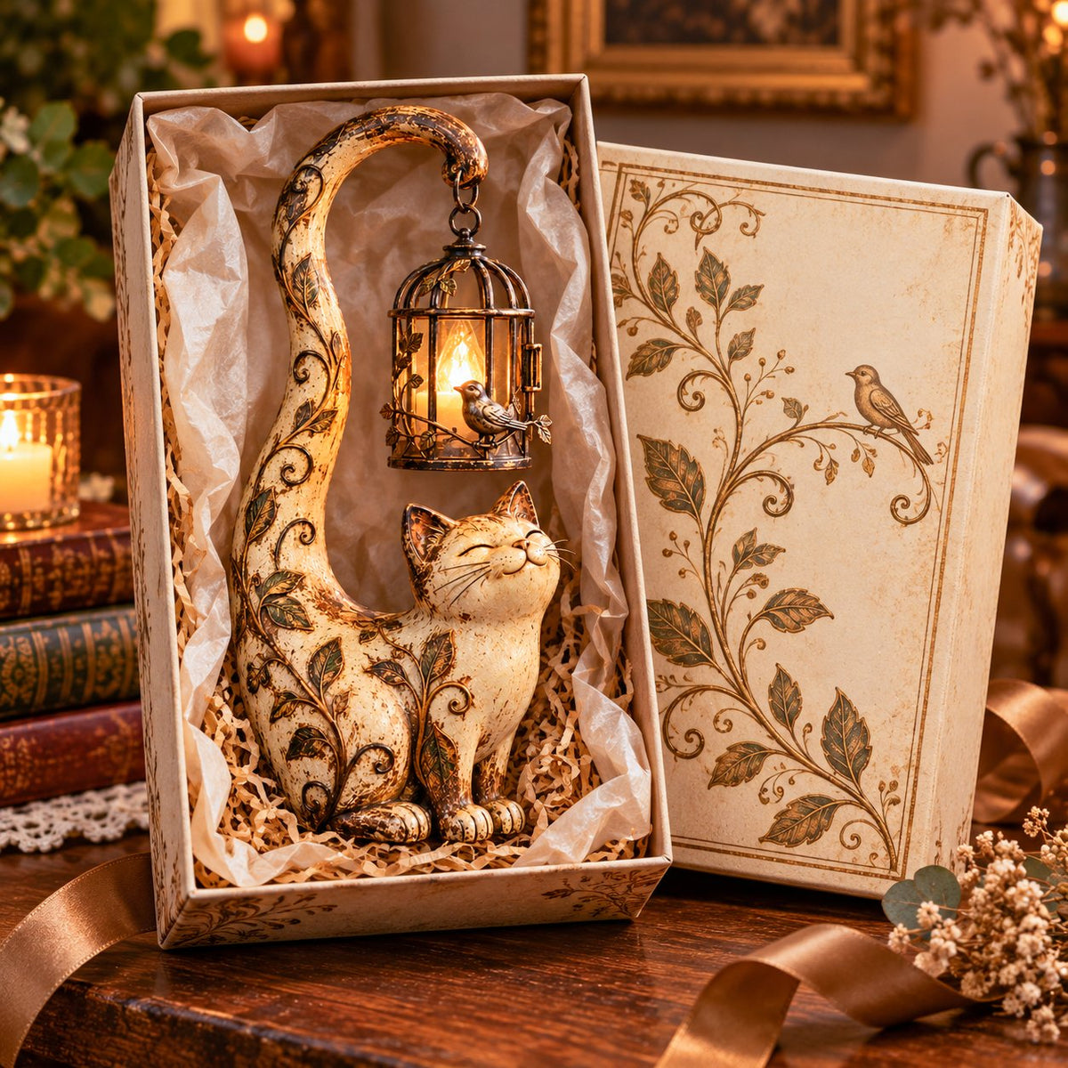 🐈‍⬛Vintage Cat Lantern Sculpture Lamp - A Little Guardian of Warmth, Memories & Cozy Corners✨🎁