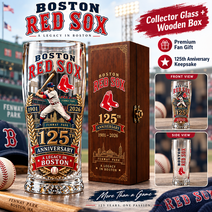 🏆125th Anniversary Baseball Heritage Commemorative Glass & Wooden Gift Box