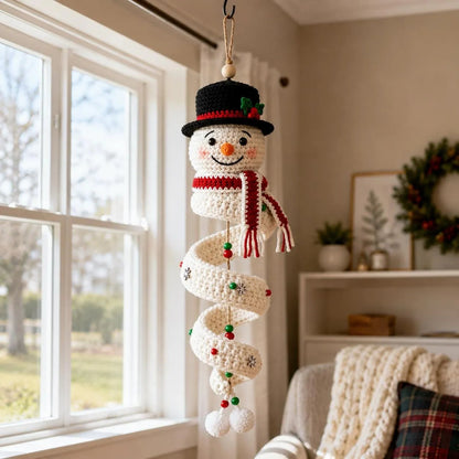 ☃️Crochet Snowman Spiral Ornament DIY Kit | Complete Beginner-Friendly Set with Soft Yarn, Crochet Hook, Festive Beads, Snowflakes & Step-by-Step Guide 🧶🎄✨