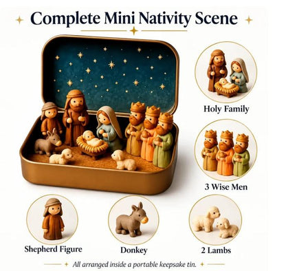 ✝️🌟Mini Nativity Scene Keepsake Tin — Pocket-Sized Christmas Holy Family Set