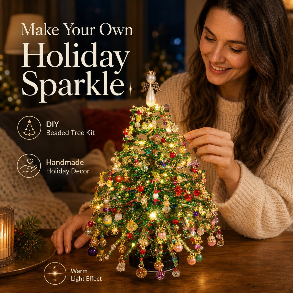 🎄✨ DIY Beaded Christmas Tree Kit – Create Your Own Holiday Decor
