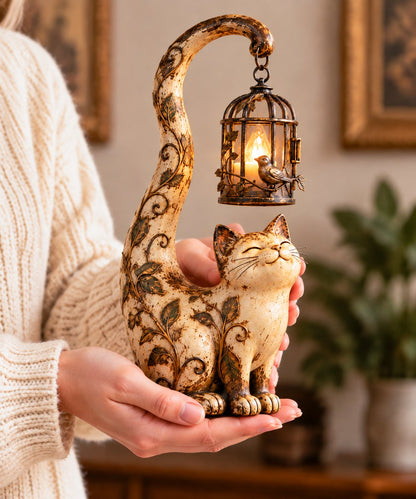 🐈‍⬛Vintage Cat Lantern Sculpture Lamp - A Little Guardian of Warmth, Memories & Cozy Corners✨🎁