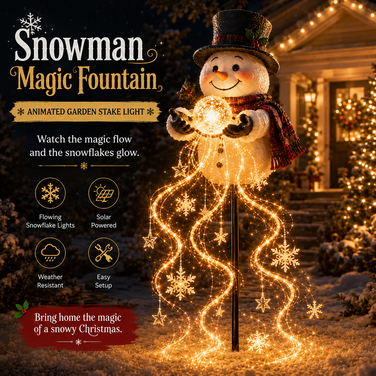 🎄70% OFF TODAY🎄 Snowman Magic Fountain™-Flowing Snowflake LED Christmas Garden Light❄️