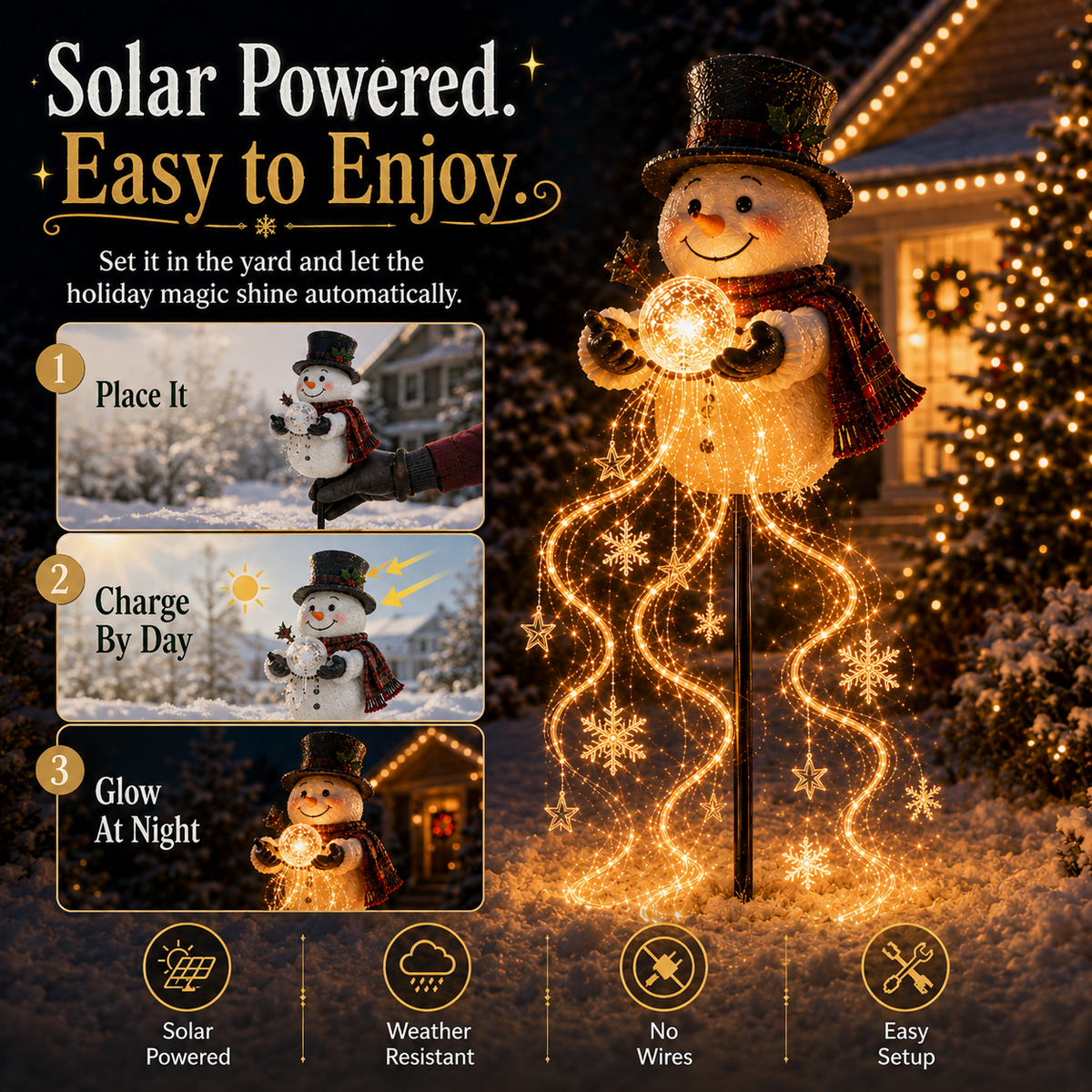 🎄55% OFF🎄 Snowman Magic Fountain™-Flowing Snowflake LED Christmas Garden Light❄️