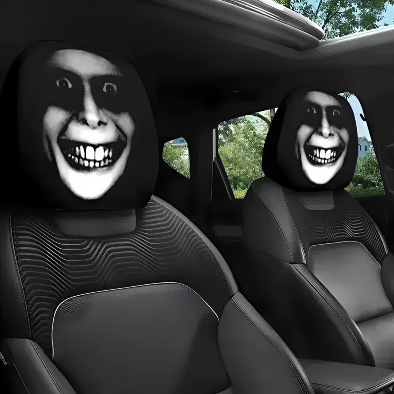 🔥Last Day Promotion😆Fear & Funny Car Headrest Covers – Universal Fit 2PCS🚗