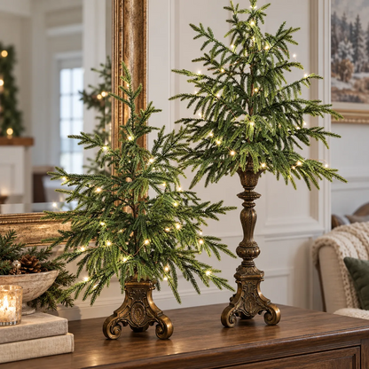 Vintage Lighted Norfolk Pine Trees