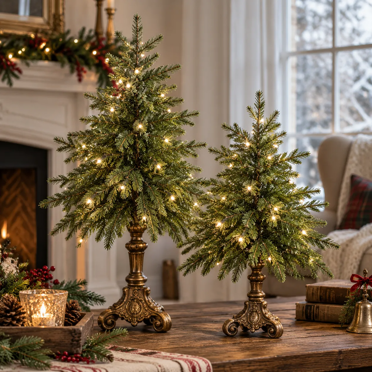 Vintage Lighted Norfolk Pine Trees