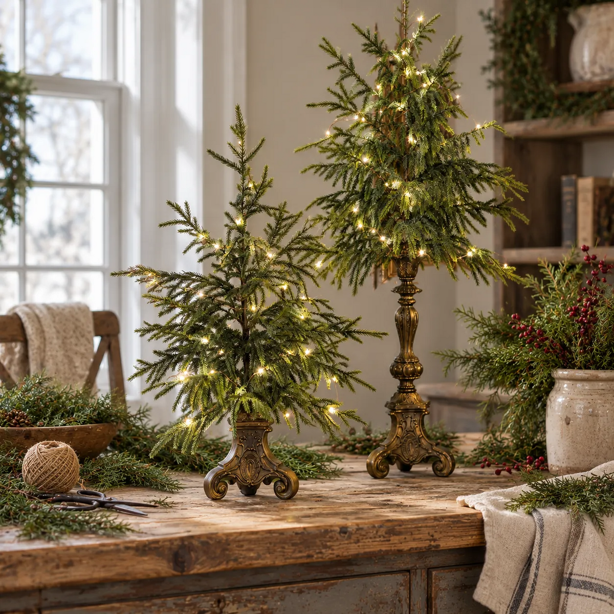 Vintage Lighted Norfolk Pine Trees