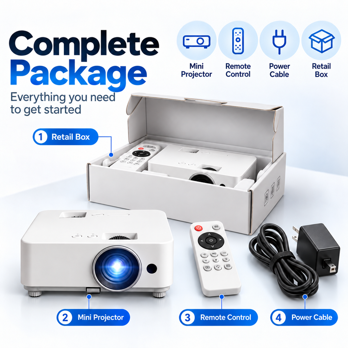 🎬 Portable Mini Projector 📽️ – 100' Big Screen, HDMI & USB, Remote Control Included