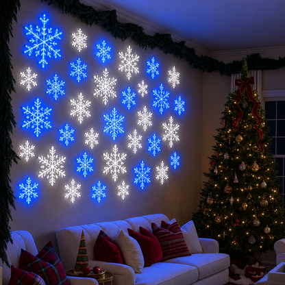 🎄 Christmas Sale 50% OFF❄️LED Snowflake Wall Light 12 Piece Set – Remote-Controlled Christmas Winter Decor